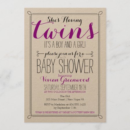 It's A Boy & A Girl Twin Baby Shower Invitation