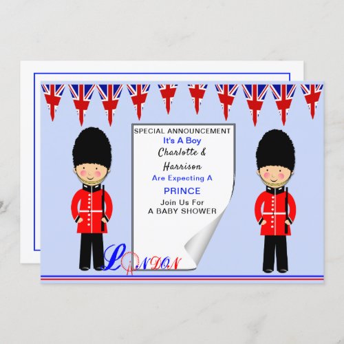 Its A Boy A Royal Prince London Theme Baby Shower Invitation