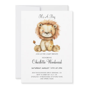 It's A Boy Adorable Lion Cub Boy Baby Shower Invitation