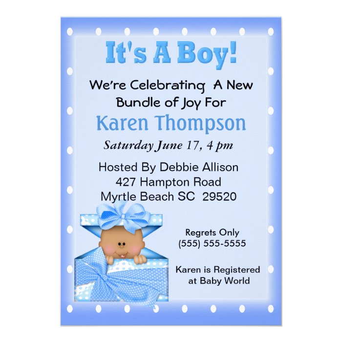 Its a Boy African American Baby Shower Personalized Invitations