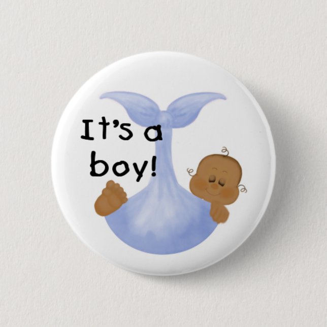 It's a Boy African American Pinback Button (Front)