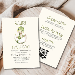 It's a Boy All in One Dinosaur Baby Boho Shower Invitation