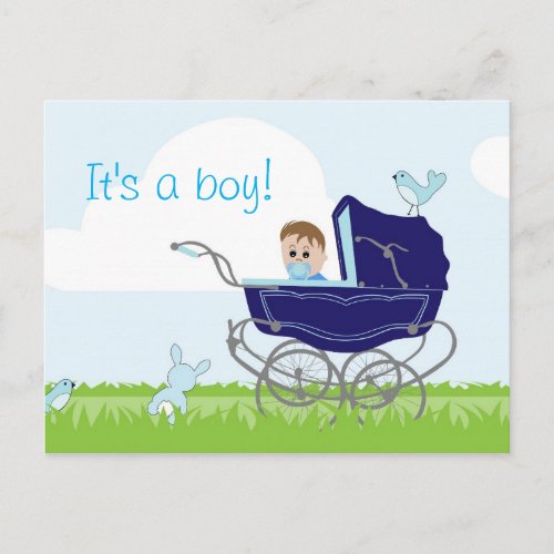 Its a boy announcement postcard