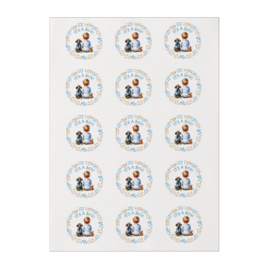 It's a Boy | Baby and Dachshund Baby Shower Edible Frosting Rounds (Sheet)