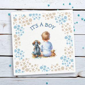 It's a Boy | Baby and Dachshund Puppy Baby Shower Napkins