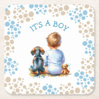 It's a Boy | Baby and Dachshund Puppy Baby Shower