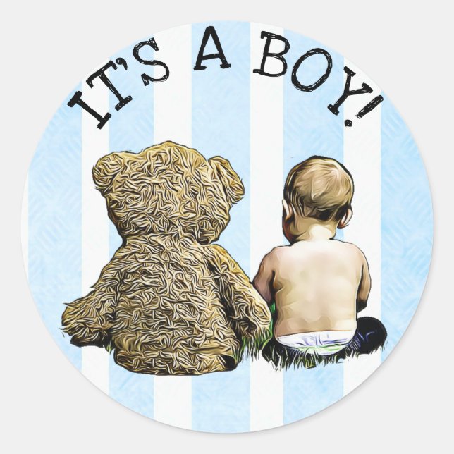 It's a Boy, Baby and Teddy Bear Stickers (Front)