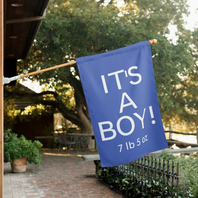 It's a Boy Baby Announcement Blue Flag (In SItu)