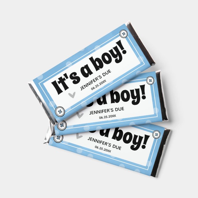 It's a Boy Baby Announcement Hershey Bar Favors (Front)