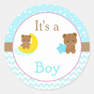 It's a Boy Baby Bear Baby Shower Classic Round Sticker