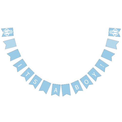 Its A Boy Baby Blue and White Nautical Bunting Bunting Flags