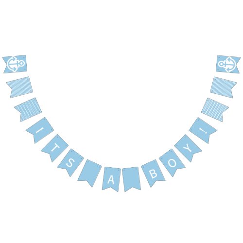 Its A Boy Baby Blue and White Nautical Bunting Bunting Flags