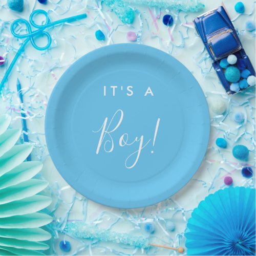 Its A Boy Baby Blue Baby Shower Paper Plates
