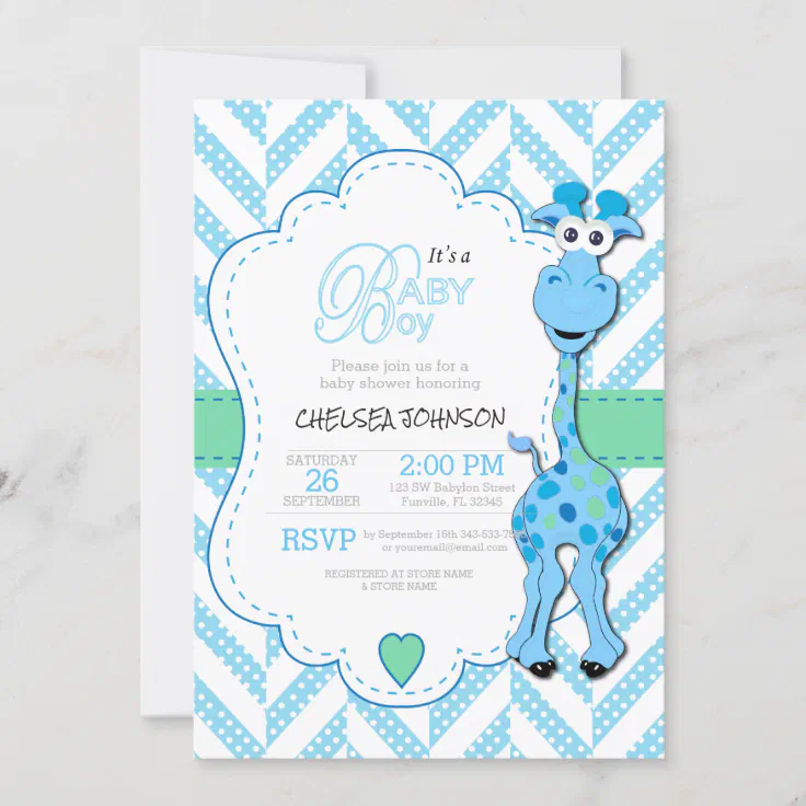 baby blue giraffe baby shower