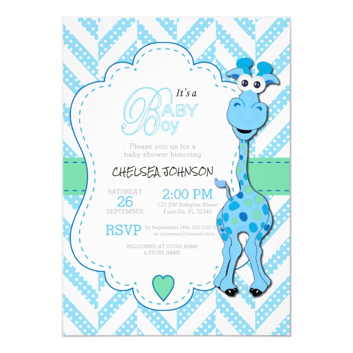 blue giraffe baby shower