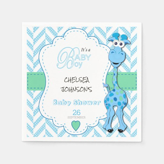 blue giraffe baby shower