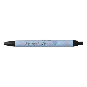 It's a Boy Baby Blue Plaid Birth Announcement Pen