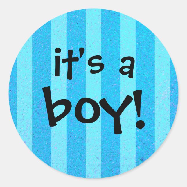 It's a Boy Baby Blue Striped Birth Shower Classic Round Sticker (Front)