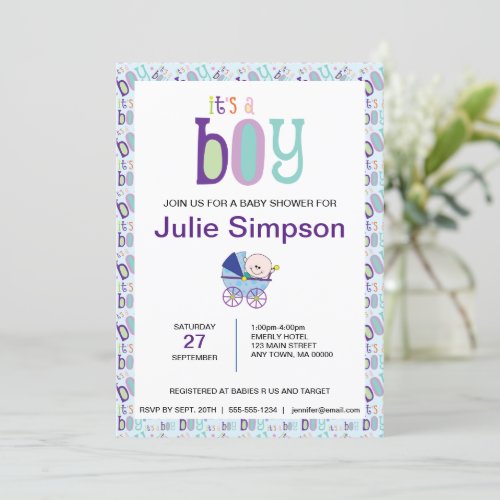 Its a Boy Baby Boy Celebration Shower Invitation