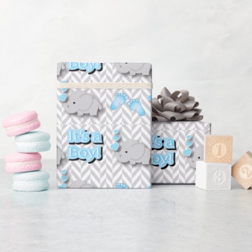 Its A Boy _ Baby Elephant Wrapping Paper