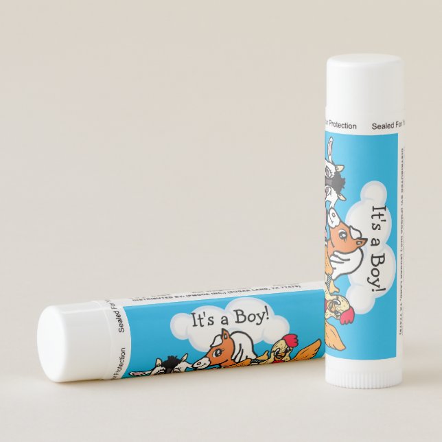 It's a Boy, Baby Farm Animals Baby Shower Lip Balm (Rotated Right)