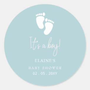 Its a Boy Baby Feet Blue Boy Baby Shower Classic Round Sticker