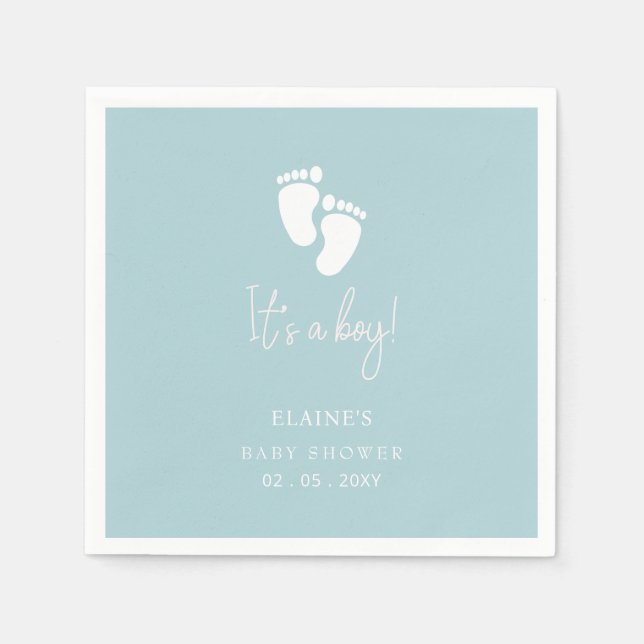 Its a Boy Baby Feet Blue Boy Baby Shower Napkins (Front)