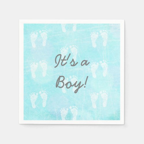 Its a Boy Baby Footprints Blue Baby Shower Napkins