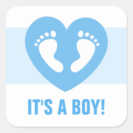 Its a boy baby footprints on blue heart stickers | Zazzle.com