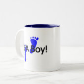 Its A Boy Baby Footprints Two-Tone Coffee Mug (Front Left)