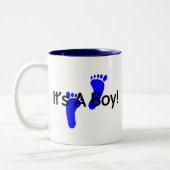 Its A Boy Baby Footprints Two-Tone Coffee Mug (Left)