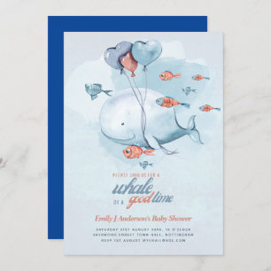 Its A BOY Baby Gender Reveal Shower Whale Sealife Invitation