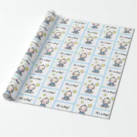 It's a Boy - Rattle Baby Shower Wrapping Paper, Zazzle