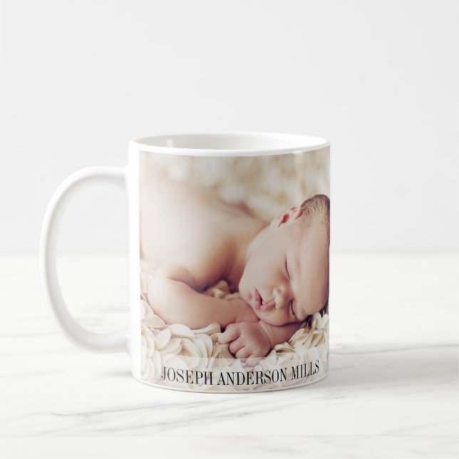 It's a Boy Baby Photo Birth Announcement Coffee Mug (Left)