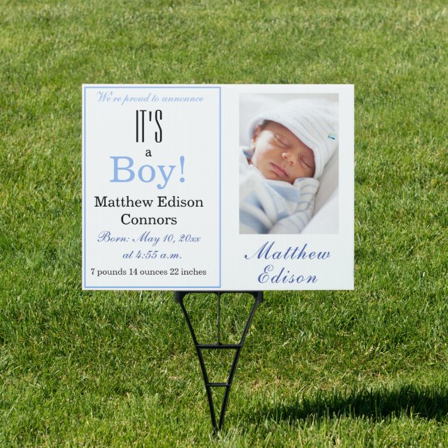 It's a Boy! Baby Photo Birth Announcement Yard Sign (Insitu)