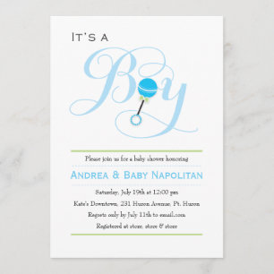 It's a Boy Baby Rattle Baby Shower Invitation