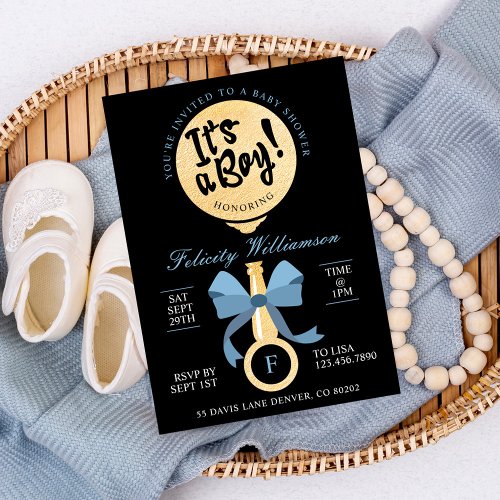 Its A Boy Baby Rattle Baby Shower Invitation