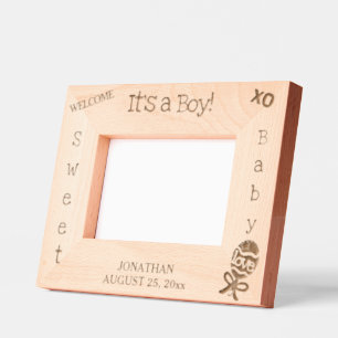 It's a Boy Baby Rattle Birth Stats 6 x 4, 7 x 5 Engraved Frames