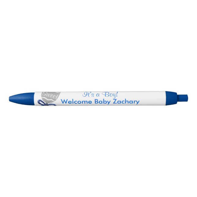 It's A Boy Baby Rattle Blue Star Bow Announcements Pen (Front)