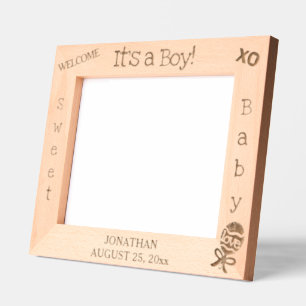 It's a Boy Baby Rattle Name 10 x 8 Photo Engraved Frames