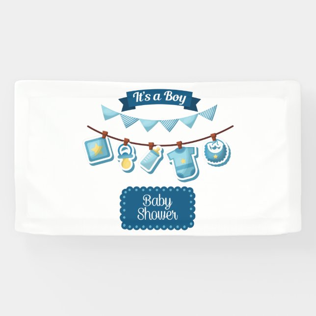 It's A Boy Baby Shower 1.6x3 Vinyl Banner (Horizontal)