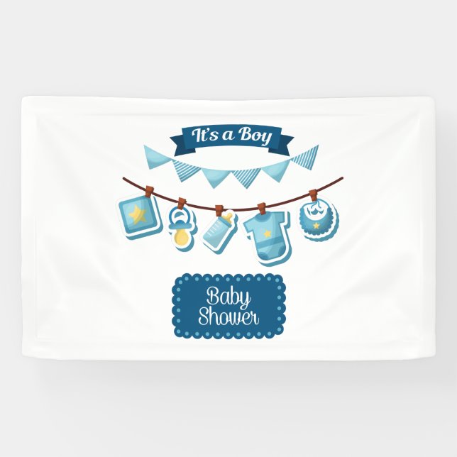 It's A Boy Baby Shower 2.5x4 Vinyl Banner (Horizontal)