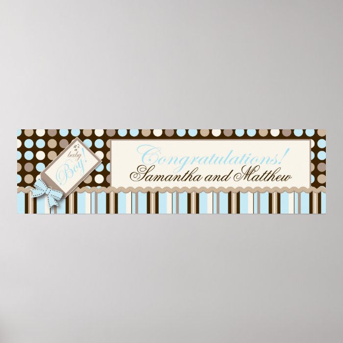 Polka Dots and Stripes Baby Shower Banner Boy Print