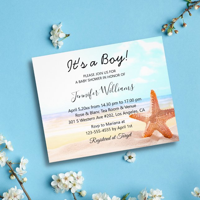its a boy, baby shower, beach photo invitation flyer (Creator Uploaded)