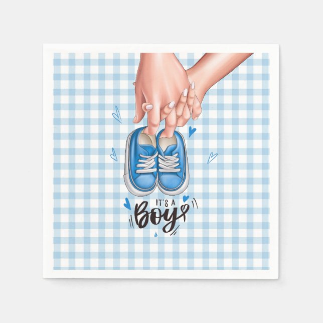 It's a Boy Baby Shower Blue Boy Shoes Napkins (Front)