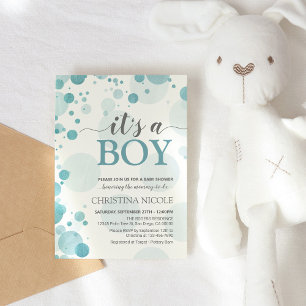 It's a boy Baby Shower Blue Dots Invitation