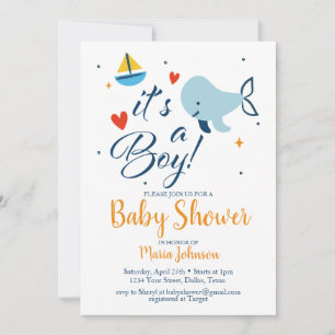 Its a Boy Baby Shower Blue Nautical Ocean Invitation