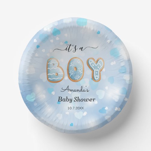 Its a Boy Baby Shower Blue White Paper Bowls
