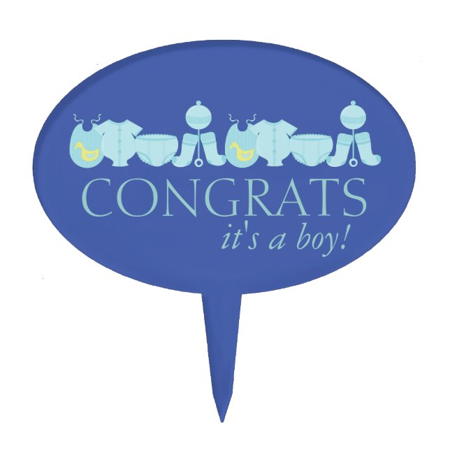 It's A Boy! Baby Shower Cake Topper (Front)