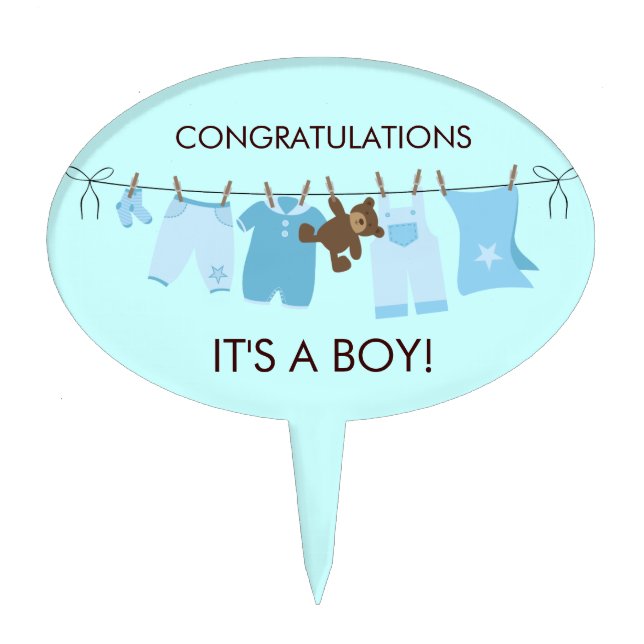 It's A Boy! Baby Shower Cake Topper (Front)